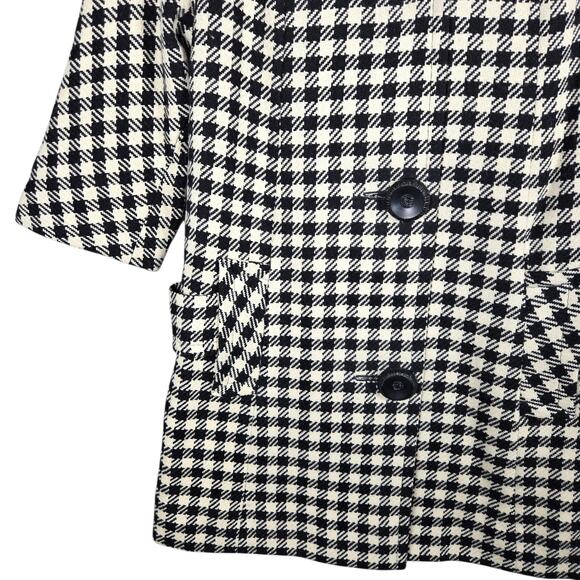 VTG 1960s Peerless 100% Wool Coat Black White Check Houndstooth Mod Midi Medium - Picture 4 of 15